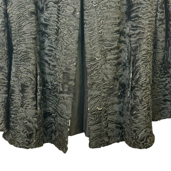 Vintage Made in Greece Size 10 Karakul Lamb Real Fur Black Coat Ovis Aries - Picture 6 of 13